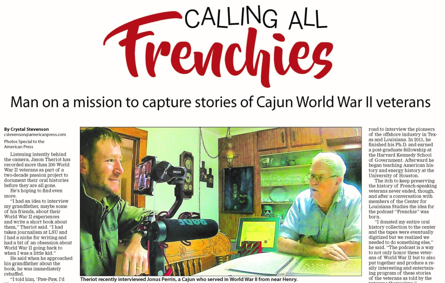 Man on a mission to capture stories of Cajun World War II veterans